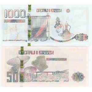 Algeria, 500 Dinars and 1.000 Dinars, 2018, UNC, pNew, (Total 2 banknotes)