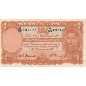 Australia, 10 Shillings, 1949, XF, p25c