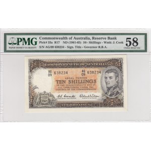 Australia, 10 Shillings, 1961-65, AUNC, p33a