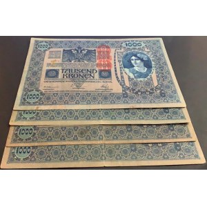 Austuria, 1000 Kronen, 1902, FINE+, p8a (Total 4 Banknotes)