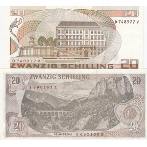 Austria, 20 Shillings (2), 1967/1986, AUNC, p142, p148, (Total 2 banknotes)