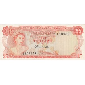 Bahamas, 5 Dollars, 1974, XF, p37b
