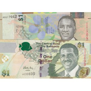 Bahamas, 1 Dollar (2), 2008/2017, UNC, p71, pNew, (Total 2 banknotes)