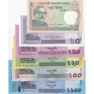 Bangladesh, 2 Taka, 5 Taka, 10 Taka, 20 Taka, 50 Taka and 100 Taka, 2017/2018, UNC, pNew, (Total 6 banknotes)