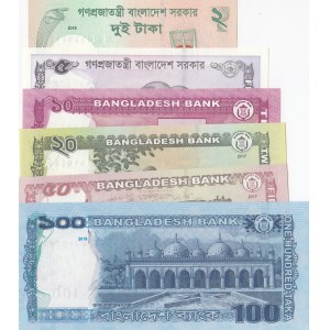 Bangladesh, 2 Taka, 5 Taka, 10 Taka, 20 Taka, 50 Taka and 100 Taka, 2017/2018, UNC, pNew, (Total 6 banknotes)