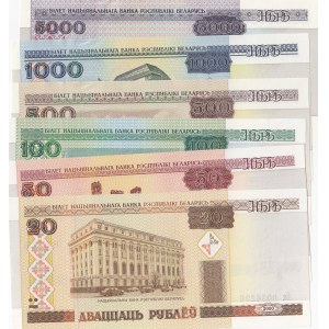Belarus, 20 Rublei, 50 Rublei, 100 Rublei, 500 Rublei, 1.000 Rublei and 5.000 Rublei, 2000, UNC, p24, p25, p26, p27, p28, p29, (Total 6 banknotes)