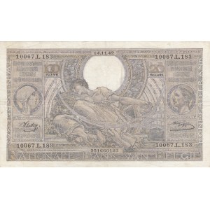 Belgium, 100 Francs or 20 Belgas, 1942, XF, p107