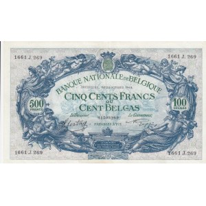 Belgium, 500 Francs or 100 Belgas, 1943, AUNC, p109