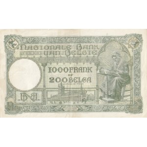 Belgium, 1.000 Francs or 200 Belgas, 1939, XF, p110