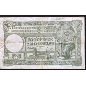 Belgium, 1.000 Francs or 200 Belgas, 1942, FINE, p110
