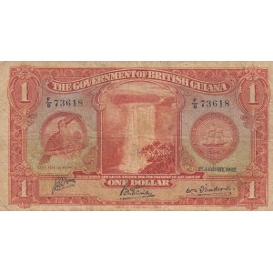 Britihs Guiana, 1 Dollar, 1942, POOR, p28c