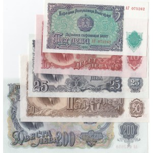 Bulgaria, 5 Leva, 10 Leva, 25 Leva, 50 Leva and 200 Leva, 1951, UNC, (Total 5 banknotes)