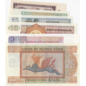 Burma, 1 Kyat (2), 5 Kyats, 10 Kyats, 25 Kyats and 35 Kyats, UNC, (Total 6 banknotes)