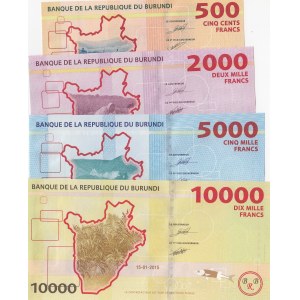 Burundi, 500 Francs, 1.000 Francs, 2.000 Francs, 5.000 Francs and 10.000 Francs, 2015, UNC, p50…p54, (Total 5 banknotes)