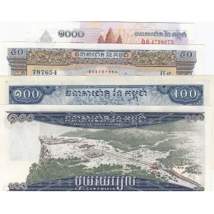 Cambodia, 50 Riels, 100 Riels (2) and 1.000 Riels, 1956/2017, UNC, (Total 4 banknotes)