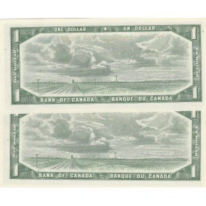 Canada, 1 Dollar, 1954, UNC, p75c, (Total 2 consecutive banknotes)
