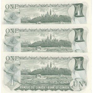 Canada, 1 Dollar, 1973, UNC, p85c, (Total 3 consecutive banknotes)