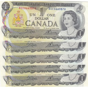 Canada, 1 Dollar, 1973, UNC, p85c, (Total 5 banknotes)