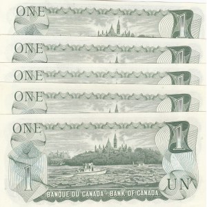 Canada, 1 Dollar, 1973, UNC, p85c, (Total 5 banknotes)