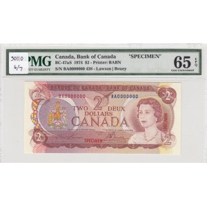 Canada, 2 Dollars, 1974, UNC, p86as, SPECIMEN