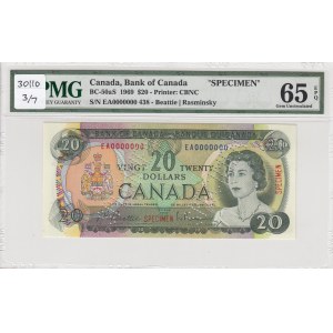 Canada, 20 Dollars, 1969, UNC, p89as, SPECIMEN