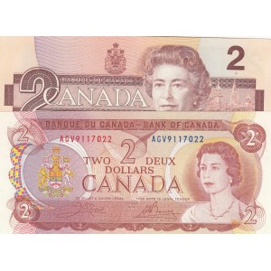 Canada, 2 Dollars (2), 1974/1986, UNC, p86b, p94b, (Total 2 banknotes)