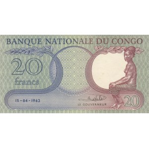 Congo Democratic Republic, 20 Francs, 1962, UNC, p4