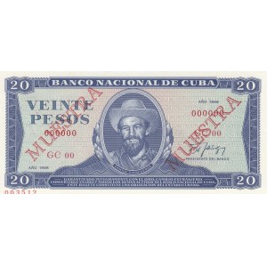 Cuba, 20 Pesos, 1988, UNC, p105d, SPECIMEN