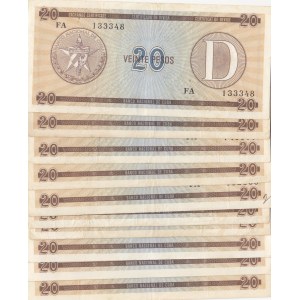 Cuba, 20 Pesos, 1985, VF/UNC, (Total 10 banknotes)