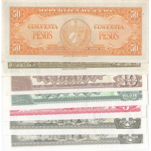 Cuba, 1 Peso (2), 3 Pesos, 5 Pesos, 10 Pesos, 20 Pesos and 50 Pesos, 1950/2014, UNC, (Total 7 banknotes)