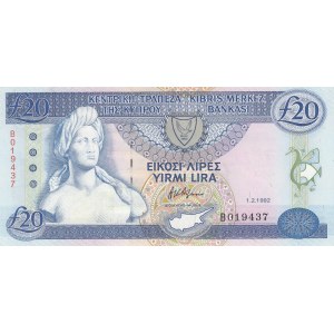 Cyprus, 20 Pounds, 1992, UNC, p56a