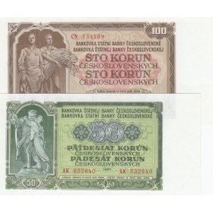 Czechoslovakia, 50 Korun and 100 Korun, 1953, UNC, p65, p66, (Total 2 banknotes)