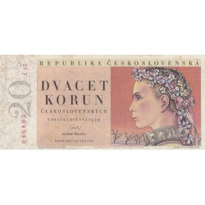 Czechoslovakia, 20 Korun, 1949, AUNC, p70