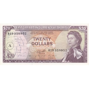 East Caribbean States, 20 Dollars, 1965, AUNC (-), p15h