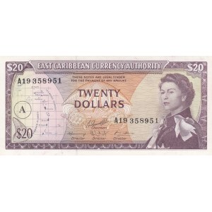 East Caribbean States, 20 Dollars, 1965, AUNC (-), p15h