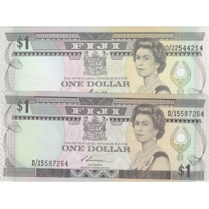 Fiji, 1 Dollar (2), 1987/1993, UNC, p86a, p89, (Total 2 banknotes)