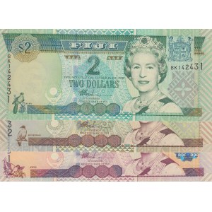 Fiji, 2 Dollars, 5 Dollars and 10 Dollars, 2002, UNC, p104, p105, p106, (Total 3 banknotes)