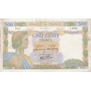France, 500 Francs, 1942, VF, p95b