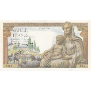 France, 1.000 Francs, 1942, AUNC, p102