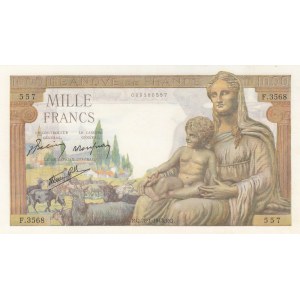 France, 1.000 Francs, 1943, AUNC, p102