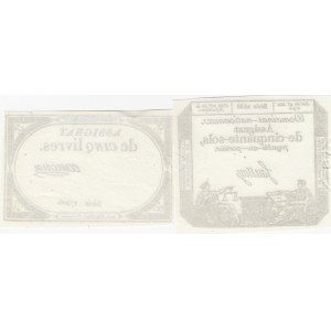 France, Assginat, 50 Sols and 5 Livres, 1793, UNC, pA70, pA76, (Total 2 banknotes)