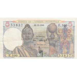 French West Africa, 5 Francs, 1949, XF, p36
