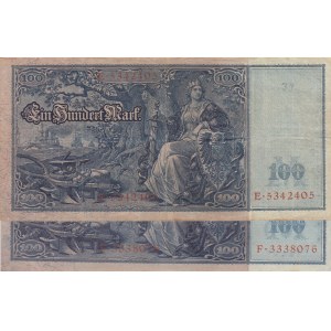 Germany, 100 Mark, 1910, VF / AUNC, p42, (Total 2 banknotes)