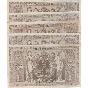 Germany, 1.000 Mark, 1910, UNC, p44b, (Total 5 banknotes)
