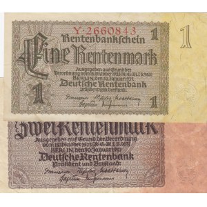 Germay, 1 Rentenmark and 2 Rentenmark, 1937, VF, p173a, p174a, (Total 2 banknotes)