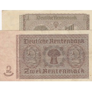 Germay, 1 Rentenmark and 2 Rentenmark, 1937, VF, p173a, p174a, (Total 2 banknotes)