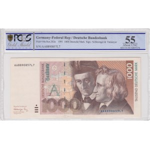 Germany- Federal Republic, 1.000 Mark, 1991, AUNC, p44a
