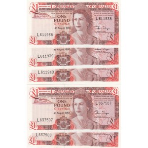 Gibraltar, 1 Pound, 1988, UNC, p20e,(Total 5 banknotes)