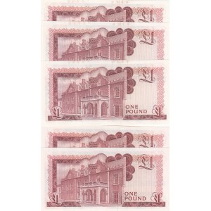 Gibraltar, 1 Pound, 1988, UNC, p20e,(Total 5 banknotes)