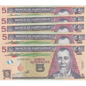 Guatemala, 5 Quetzales, 2014, UNC, pNew, (Total 5 banknotes)
